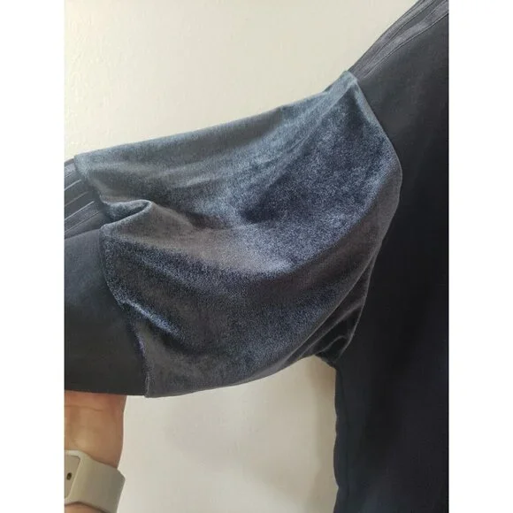 Adidas Sweatshirt Pullover Blue Mens XL Trefoil Velvet Stripes Cotton athleisure - Picture 3 of 13